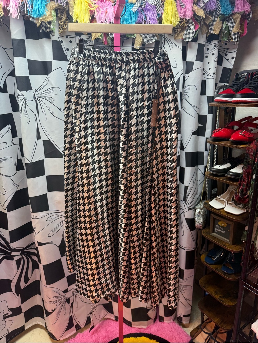 Her Destiny Houndstooth Pleated Maxi Skirt